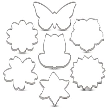 【中古】【輸入品 未使用】LILIAO Flowers Cookie Cutter Set - 7 Piece - Lily, Daisy, Sunflower, Cherry Blossoms, Tulip, Kapok Flowers and Butterfly Biscuit Fondan