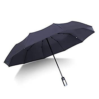 【中古】【輸入品 未使用】AINAAN Folding Umbrella Windproof Travel Reinforced Canopy Ergonomic Handle Auto Open/Close,Dual Layers, Less UV Rays, 2019, Black 並