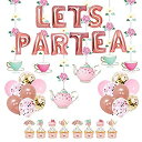 【中古】【輸入品 未使用】JOPARY Tea Party Decorations with LET 039 S PAR TEA Aluminum Foil Balloons Floral Tea Party Hanging Decorations Latex Balloons and Teapots