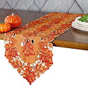 【中古】【輸入品 未使用】GRANDDECO Fall Table Runner Thanksgiving Table Runner 13X54Inch with Cutwork Embroidered Maple Leaves, Autumn Harvest Table Decorations