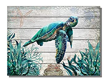 Sea Turtle Bathroom Decor Ocean Canvas Pictures Beach Theme Wall Art Coastal Artwork for Kid Girls Room Living Room Bedroom Home Office