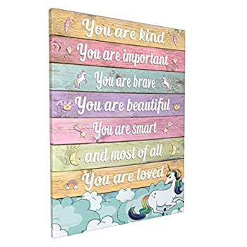 楽天スカイマーケットプラス【中古】【輸入品・未使用】Bedroom Inspirational Wall Decor Rainbow Pictures Posters Framed Canvas Wall Art for Teen Girls Room Kids Bedroom Birthday Party Decor