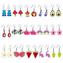 【中古】【輸入品・未使用】TIANHONGYAN 15 Pairs Cute Funny Dangle Drop Earrings Creative Weird Earrings Fruit apple watermelon Gummy Bear Cloud Flowers Dinosaur M