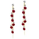 【中古】【輸入品・未使用】ANDPAI Unique Chic Long Tassel Chain Red Purple Rose Flower Dangle Drop Stud Earrings with White Sparkly Crystal for Women Girls Statem