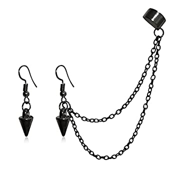šۡ͢ʡ̤ѡANDPAI Unique Lightweight Black Silver Punk Long Tassel C...