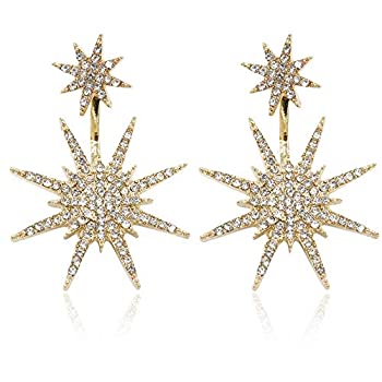 楽天スカイマーケットプラス【中古】【輸入品・未使用】Starburst Dangle Drop Earrings Crystal Hexagram Celestial Star Stud Statement Dangle Wedding Earrings for Women Girls （Gold） [並行輸入