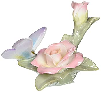 【中古】【輸入品・未使用】Cosmos 96445 Fine Porcelain Butterfly with Pink Rose Figurine, 2-1/4-Inch [並行輸入品]