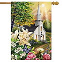 【中古】【輸入品・未使用】Briarwood Lane Spring Church House Flag Easter Religious Lilies 28