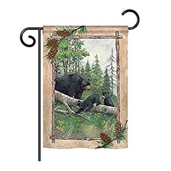 【中古】【輸入品・未使用】Breeze Decor G160043 Black Bear & Cubs Nature Wildlife Double Side Decorative Garden Flag, 13" x 18.5", Multicolor [並行輸入品]