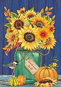 【中古】【輸入品・未使用】Briarwood Lane Fall Mason Jar Sunflowers House Flag Autumn Floral 28
