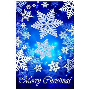 楽天スカイマーケットプラス【中古】【輸入品・未使用】Texupday Merry Christmas Flying Snowflakes Decoration Double Sided Winter House Flag Outdoor Yard Flag 28