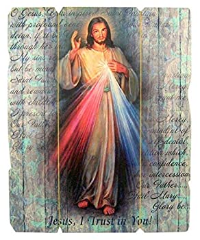 楽天スカイマーケットプラス【中古】【輸入品・未使用】Laser Cut Wood Divine Mercy Icon Wall Plaque, 9 1/4 Inch [並行輸入品]