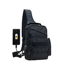 【中古】【輸入品 未使用】Ousawig Tactical Small Sling Backpack Chest Shoulder Bag Molle Daypack with USB Charging for Men Outdoor Cycling Hiking Camping 並行輸