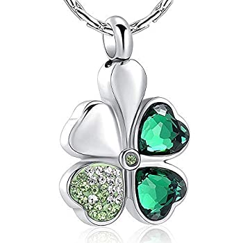 【中古】【輸入品 未使用】constantlife Cremation Jewelry Memorial Urn Necklace for Ashes Lucky Four-Leaf Clover Design Stainless Steel Pendant Keepsake 並行輸入