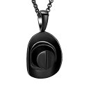 【中古】【輸入品・未使用】Hearbeingt Cowboy Hat Stainless Steel Cremation Urn Pendant Necklace Memorial Ash Urn Jewelry+Fill Kit (Black) [並行輸入品]