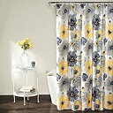 【中古】【輸入品 未使用】Lush Decor Leah Shower Curtain - Bathroom Flower Floral Large Blooms Fabric Print Design, 72” x 72”, Yellow/Gray 並行輸入品