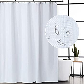 【中古】【輸入品 未使用】CAROMIO White Shower Curtain Fabric, Waffle Weave Polyester Fabric Shower Curtain for Bathroom with Grommet Top Design Washable, White,