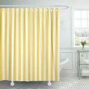 【中古】【輸入品 未使用】Emvency Shower Curtain Waterproof White Stripe Striped Stamp Yellow Sleepwear Apparel and Other Products Vertical Polyester Fabric 60 x