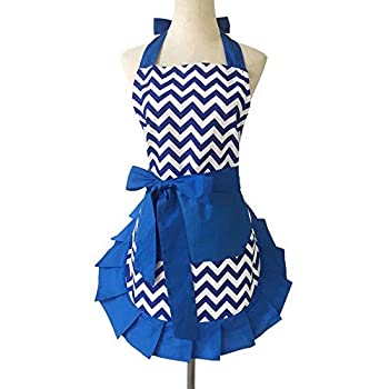 楽天スカイマーケットプラス【中古】【輸入品・未使用】Violet Mist Women Apron 1950’s Style Cute Retro Cotton Cooking Polka Dot with Extra Baking Vintage Fun Apron Dress Gift,Blue-C [並行輸