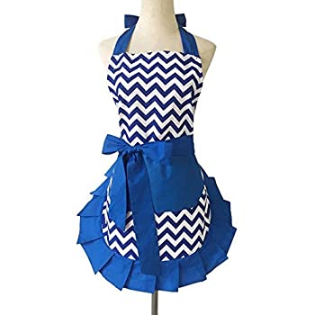 【中古】【輸入品 未使用】Violet Mist Women Apron 1950’s Style Cute Retro Cotton Cooking Polka Dot with Extra Baking Vintage Fun Apron Dress Gift,Blue-C 並行輸