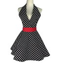 【中古】【輸入品 未使用】Lovely Retro Apron for Women Super Cute Adjustable Cotton Sexy V-Necked Polka Dot Classic Marilyn Monroe Big Wave Skirt Black Red 並行