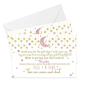 【中古】【輸入品 未使用】Twinkle Twinkle Little Star Baby Shower Thank You Cards (25 Pack) Girls Pink and Gold - Size A6 Flat Style - Babies Stationery Set with