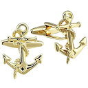 【中古】【輸入品・未使用】HAWSON Anchor Cufflinks and Shirt Studs Set for Men Gold Tone Shirt Cuff Links Set in Black Gift Box [並行輸入品]