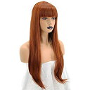 【中古】【輸入品 未使用】Anogol Hair Cap Women 039 s Copper Red Orange Synthetic Red Wig With Bangs Hair Long Natural Wavy Wigs For Daily Life Hairstyles 商品カテ