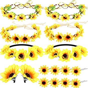 【中古】【輸入品・未使用】16 Pieces Sunflower Hair Accessories Floral Wreath Headbands Set, Including 6 Pieces Sunflower Headbands, 2 Pieces Sunflower Hair Clips