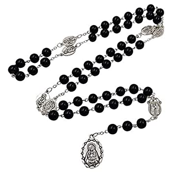 【中古】【輸入品 未使用】TALISMAN4U Seven Sorrows of Mary Rosary Chaplet Black Glass Beads Catholic Jewelry Necklace for Men Women with Rosary Box 商品カテゴリ