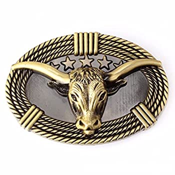 【中古】【輸入品・未使用】Bull Belt Buckle for Men, Longhorn Bull Rodeo Bull Oval Rope Bull Head..