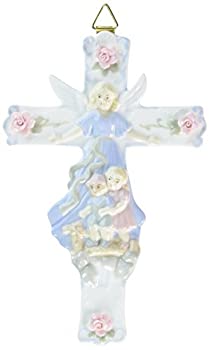 【中古】【輸入品・未使用】Cosmos 1237 Fine Porcelain Guardian Angel cross Figurine, 8-1/2-Inch [並行輸入品]