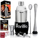【中古】【輸入品・未使用】Elite Cocktail Shaker Set Bartender Kit by BARILLIO: 24 oz Stainless Steel Martini Mixer, Muddler, Mixing Spoon, jigger, 2 liquor poure