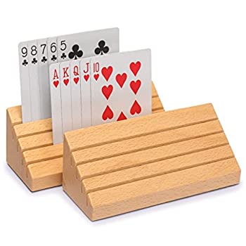 【中古】【輸入品 未使用】Yellow Mountain Imports Standard-Size Solid Oak Wood Playing Card Holders - Set of 2 並行輸入品