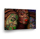 【中古】【輸入品・未使用】SmileArtDesign Three African Women Stylish Make Up Modern Art Painting Canvas Print Decorive Wall Art African Art Home Decor Stretched