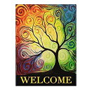 yÁzyAiEgpzALAZA Colorful Rainbow Tree Branch Double Sided House Flag Garden Banner 28