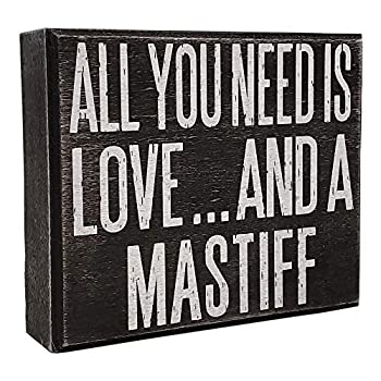 【中古】【輸入品・未使用】JennyGems - All You Need is Love and a Mastiff - Wooden Stand Up Box Sign with Hanger for Hanging. Rustic Art Decor for The Mastiff Hom