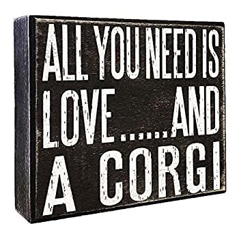 【中古】【輸入品・未使用】JennyGems | All You Need is Love and a Corgi | Wooden Stand Up Box Sign | Corgi Gift Series | Corgi Moms and Owners, Corgi Lovers | Rea