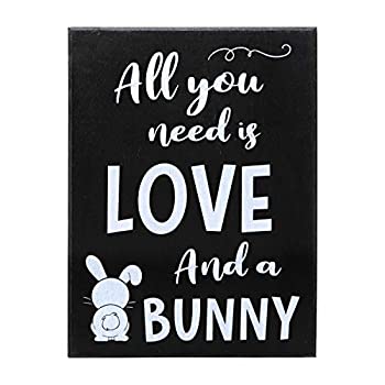 【中古】【輸入品・未使用】JennyGems - All You Need Is Love and a Bunny - Bunny Sign - Bunny Moms - Gifts for Bunny Moms - Rabbit Decor - Wood Sign [並行輸入品]