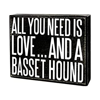 【中古】【輸入品・未使用】JennyGems - All You Need is Love and a Basset Hound- Wooden Stand Up Box Sign - Basset Hound Gift Series, Basset Hound Moms, Basset Hou