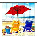 【中古】【輸入品・未使用】Tititex Summer Shower Curtain Sets - Sea Beach Recliner Bathroom Shower Curtain for Summer, Waterproof Polyester Fabric Bath Curtains w