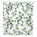 【中古】【輸入品 未使用】ArtSocket Shower Curtain Watercolor Green Floral Eucalyptus Round Leaves Pattern Branches Home Bathroom Decor Polyester Fabric Waterpro