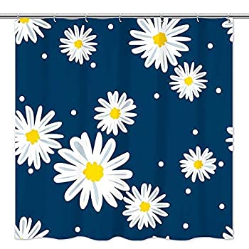【中古】【輸入品 未使用】Tititex Daisy Shower Curtain Sets - Beautiful Daisy with Blue Background Bathroom Shower Curtain for Daily Life, Waterproof Polyester F