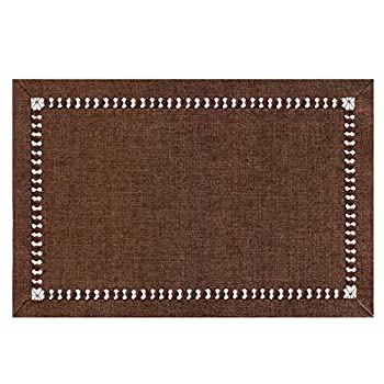 【中古】【輸入品 未使用】Grelucgo Decorative Hemstitch Brown Table Placemats, 12 by 18 Inch, Set of 4 並行輸入品