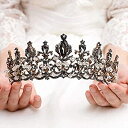 【中古】【輸入品 未使用】Catery Black Baroque Crowns and Tiaras Crystal Rhinestones Bride Wedding Queen Crowns for Women and Girls Decorative Princess Tiaras Ha