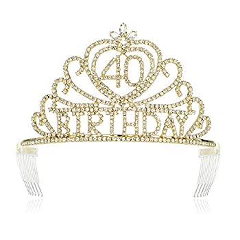 šۡ͢ʡ̤ѡDcZeRong Queen Princess 40th Birthday Tiara Crown Gold Women 40 Birthday Princess Queen Tiaras Crown ʥƥ꡼: إ꡼ [