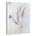 【中古】【輸入品 未使用】HVEST Lavender Canvas Wall Art Butterfly with Purple Flower Artwork Elegant Paintings for Living Room Bedroom Bathroom Wall Decor,Stret