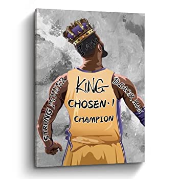 【中古】【輸入品 未使用】Black King Wall Art African American Man Poster Black Man Am Empowered King Motivational Phrases Black King Men Portrait Wall Art Black