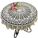 【中古】【輸入品 未使用】KEPSWET Cotton 36 inch Round Sunflower Beige Handmade Crochet Lace Tablecloth Doily 並行輸入品