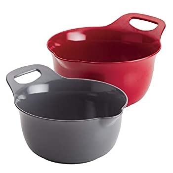 【中古】【輸入品・未使用】Rachael Ray Tools and Gadgets Nesting/Stackable Mixing Bowl Set with Pour Spouts and Handle - 2 and 3 Quarts, Red and Gray [並行輸入品]